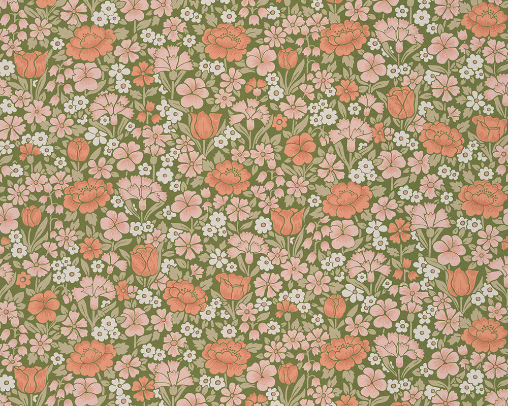 Little Greene Spring Flowers Wallpaper in Garden