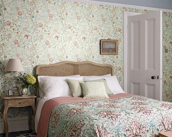 Morris & Co Mary Isobel Pink/Ivory 214728 Wallpaper