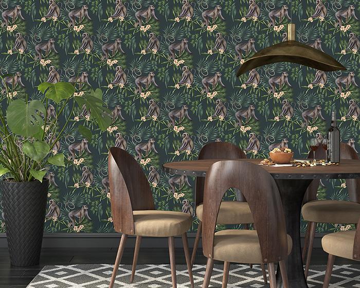 OHPOPSI Morris Dark Sable Wallpaper WLD53109W in Room