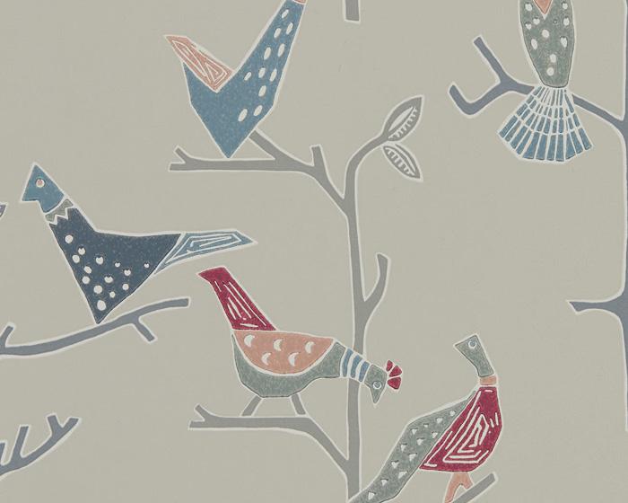 Scion Passaro Rose/Steel 111924 Wallpaper