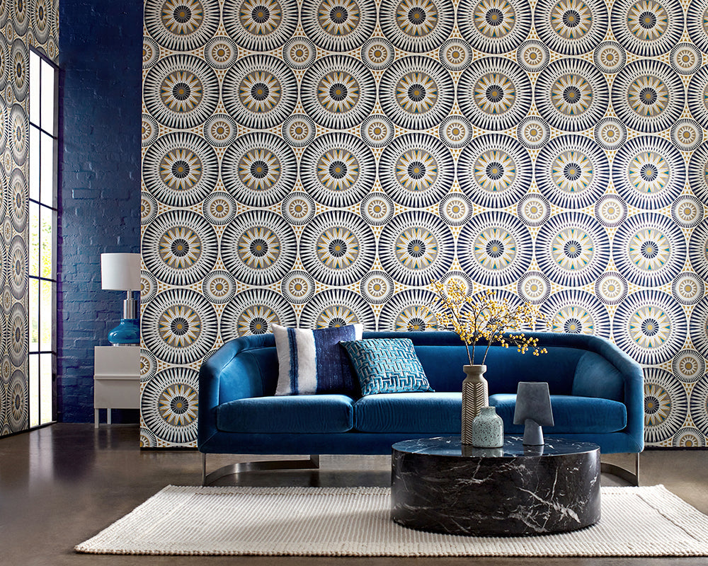 OHPOPSI Large Ellipse Wallpaper in a living room