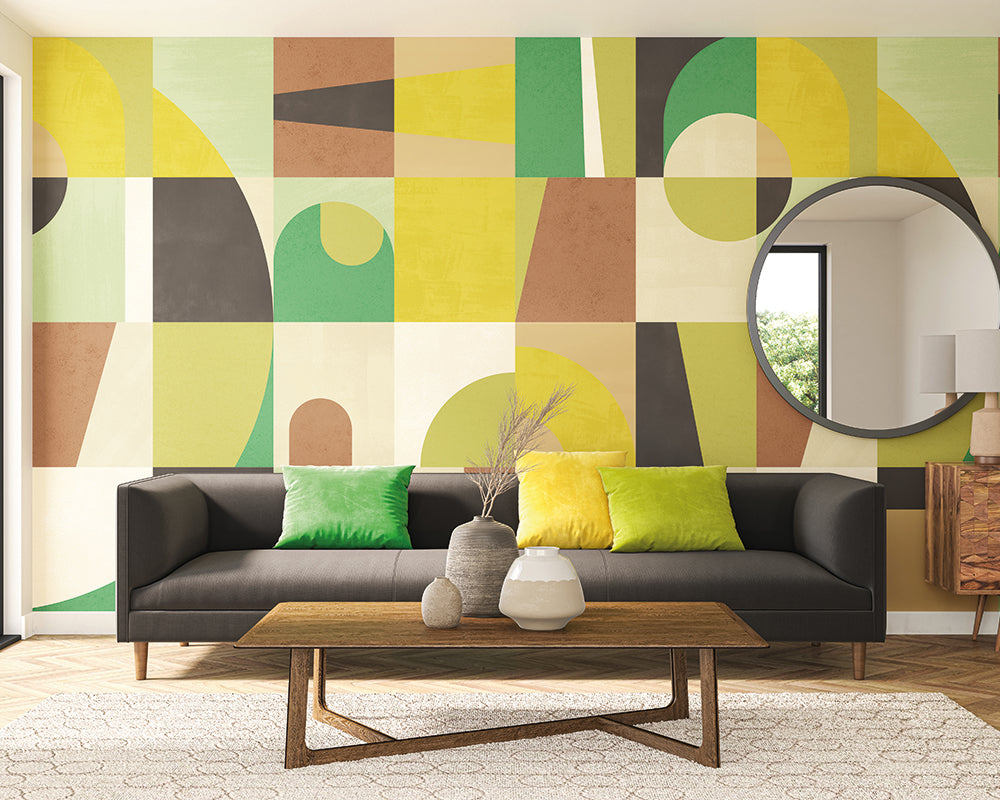 OHPOPSI Blocky Wallpaper in a living room