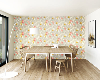 OHPOPSI Pomegranate Trail Wallpaper in a dining room