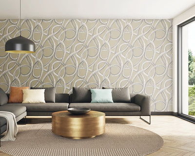OHPOPSI Twisted Geo Wallpaper in a living space