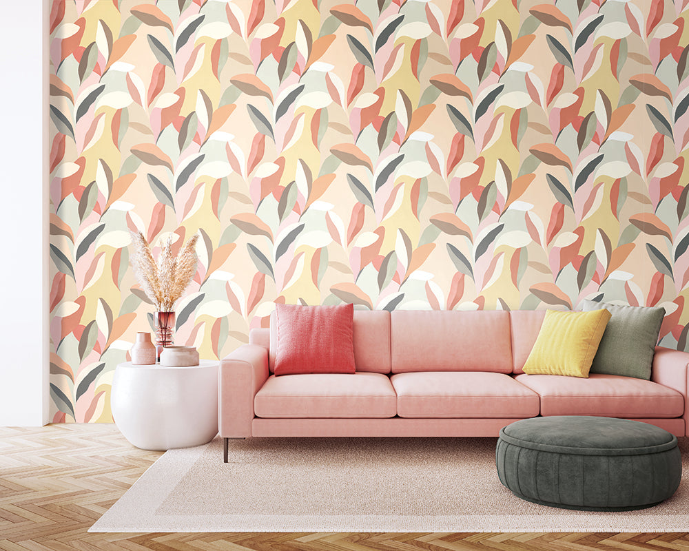 OHPOPSI Riviera Wallpaper in a living room