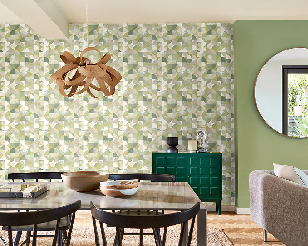 OHPOPSI Orb Wallpaper in a n open plan living space
