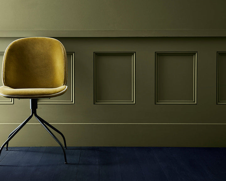 Little Greene Olive Colour 72 Paint in a hallway