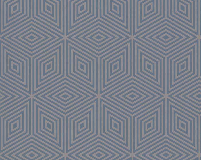 Paint & Paper Library Marquetry Tile Blue Blood Wallpaper