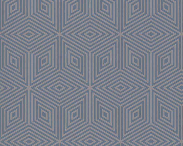 Paint & Paper Library Marquetry Tile Blue Blood Wallpaper