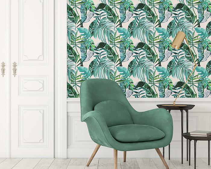 OHPOPSI Palmera Turquoise Wallpaper WLD53101W in Room