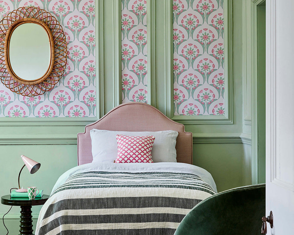 Little Greene Pea Green 91 Paint in a bedroom