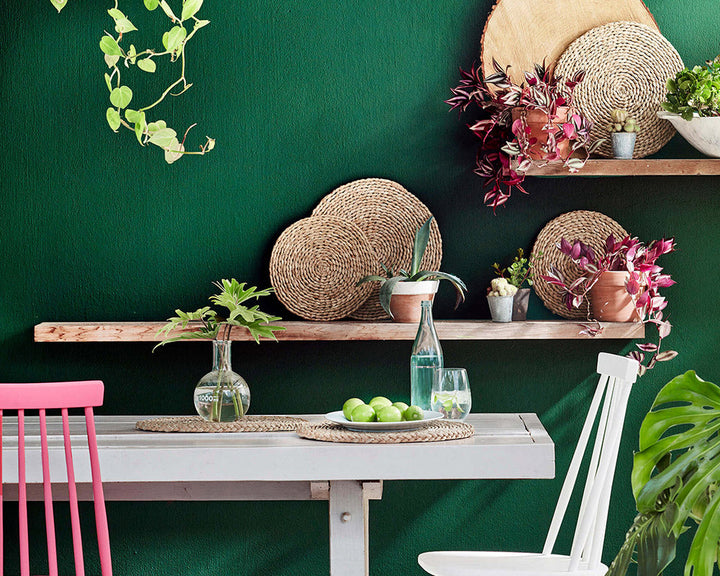 Little Greene Puck 298 Paint on walls in an exterior dining space