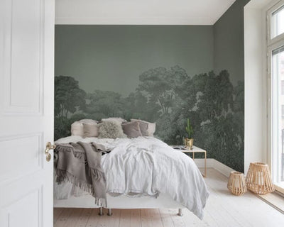 Rebel Walls Bellewood Mural - Solid Green Wallpaper per m2 in Room