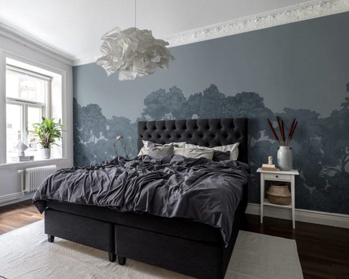 Rebel Walls Bellewood Mural - Solid Blue Wallpaper per m2 in Room