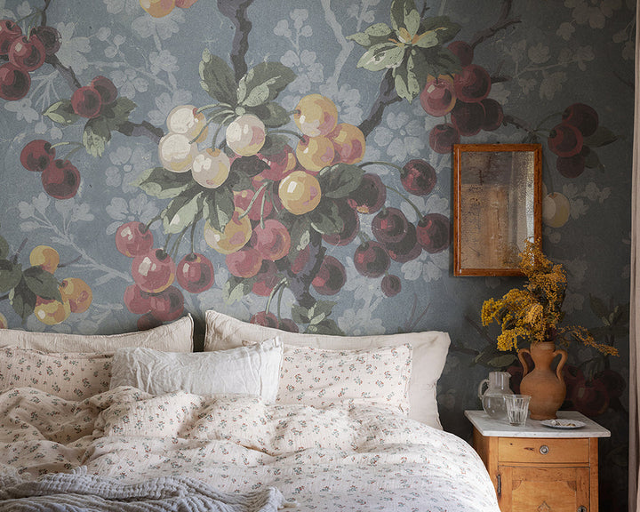 Sandberg Franka Wallpaper on a bedroom wall