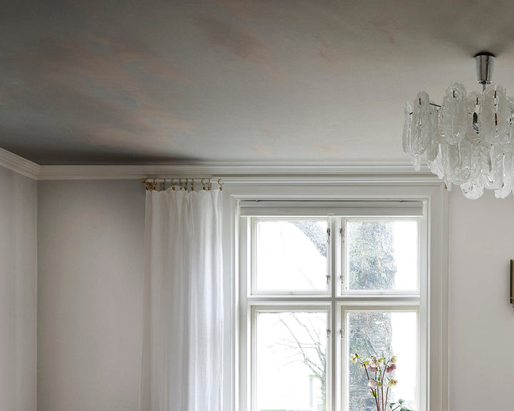 Sandberg Moln Ceiling Wallpaper on a living room ceiling