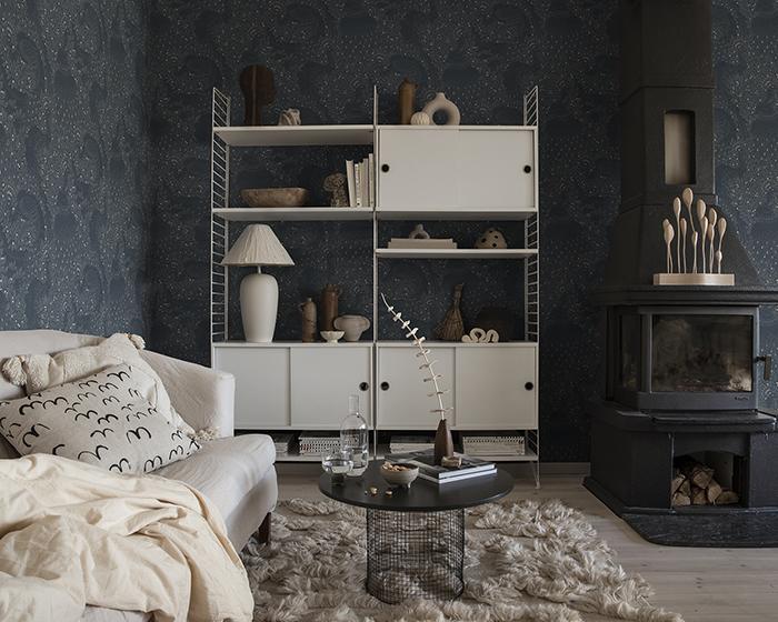 Sandberg Evelina Indigo Blue S10126 Wallpaper in Room