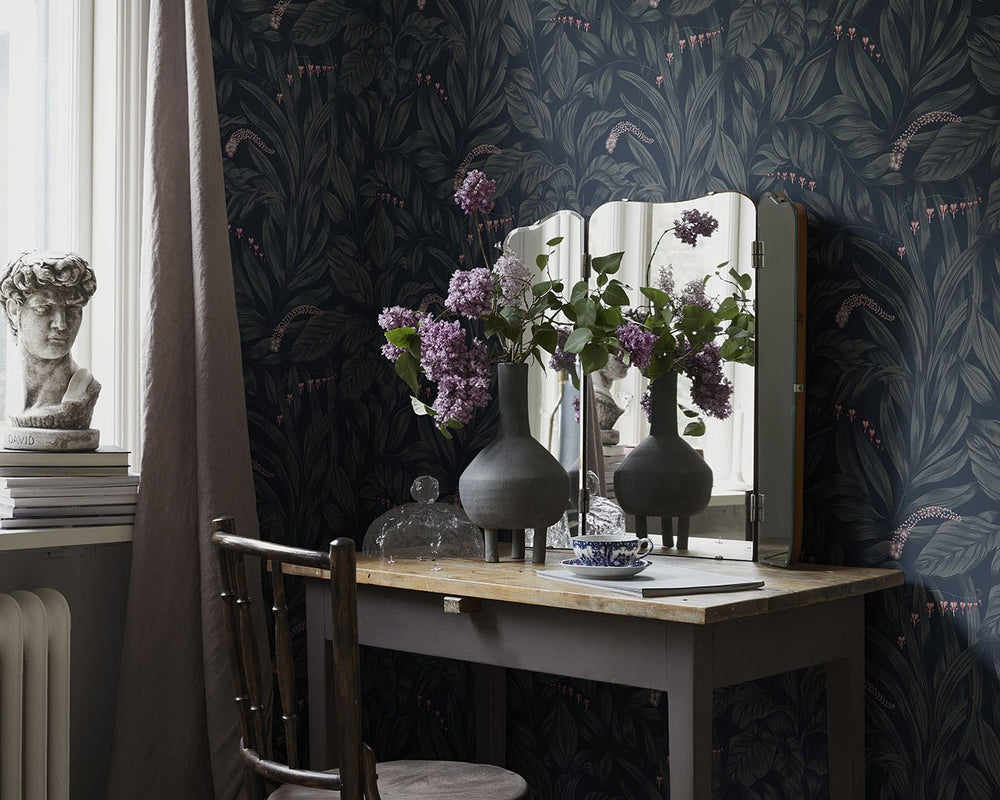 Sandberg Elin Midnight Blue Wallpaper 837-96 In Room