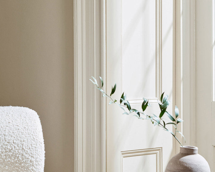 Little Greene Silent White Deep 331 Paint in a living room