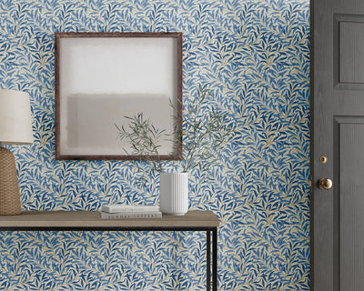 Morris & Co Willow Boughs Wallpaper in Room Woad
