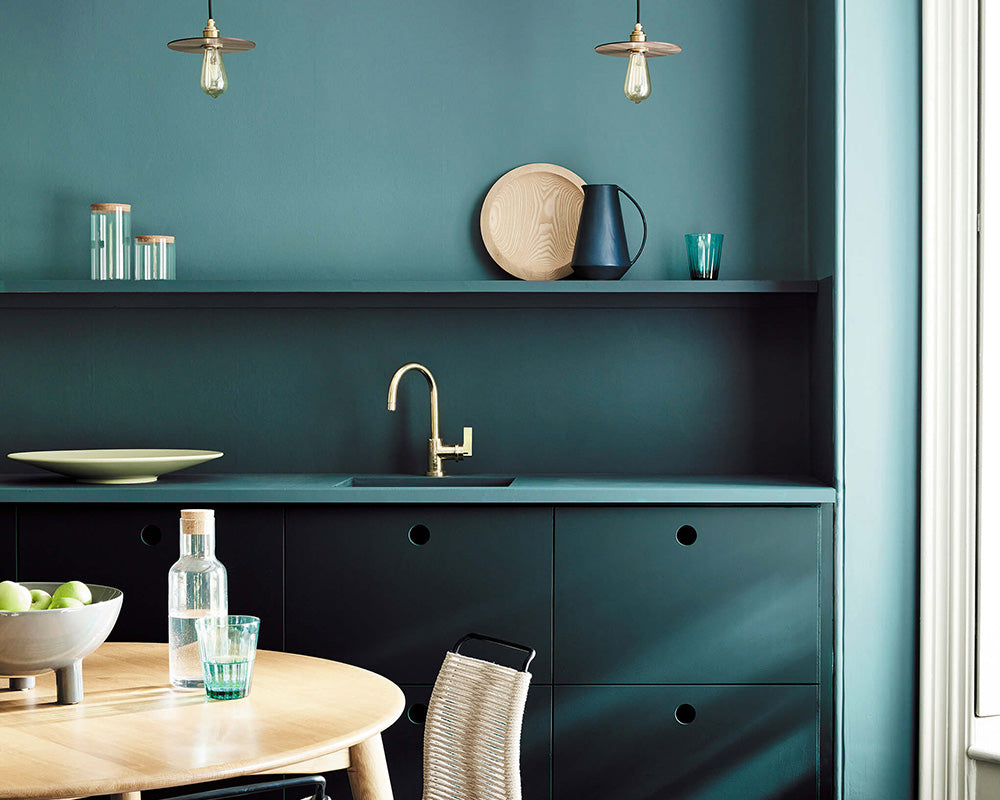 Little Greene Tea with Florence 310 Paint on a wall in a kitchen