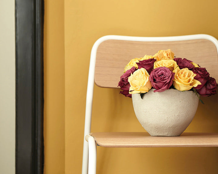 Little Greene Yellow-Pink 46 Paint on a wall