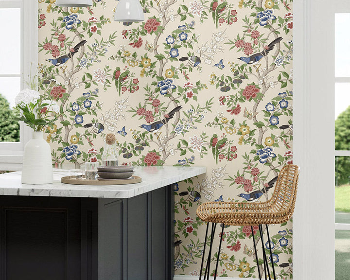 Sanderson Chinoiserie Hall Wallpaper Linen/Chintz