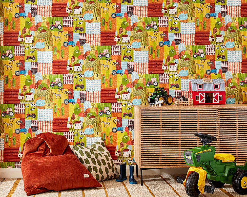 OHPOPSI Down On The Farm Wallpaper in a bedroom