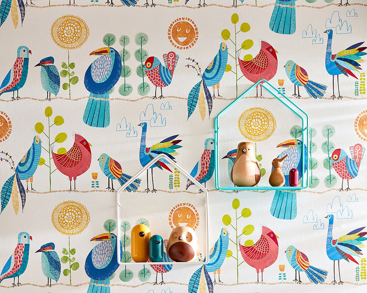 OHPOPSI Feather Fandango Wallpaper on a wall