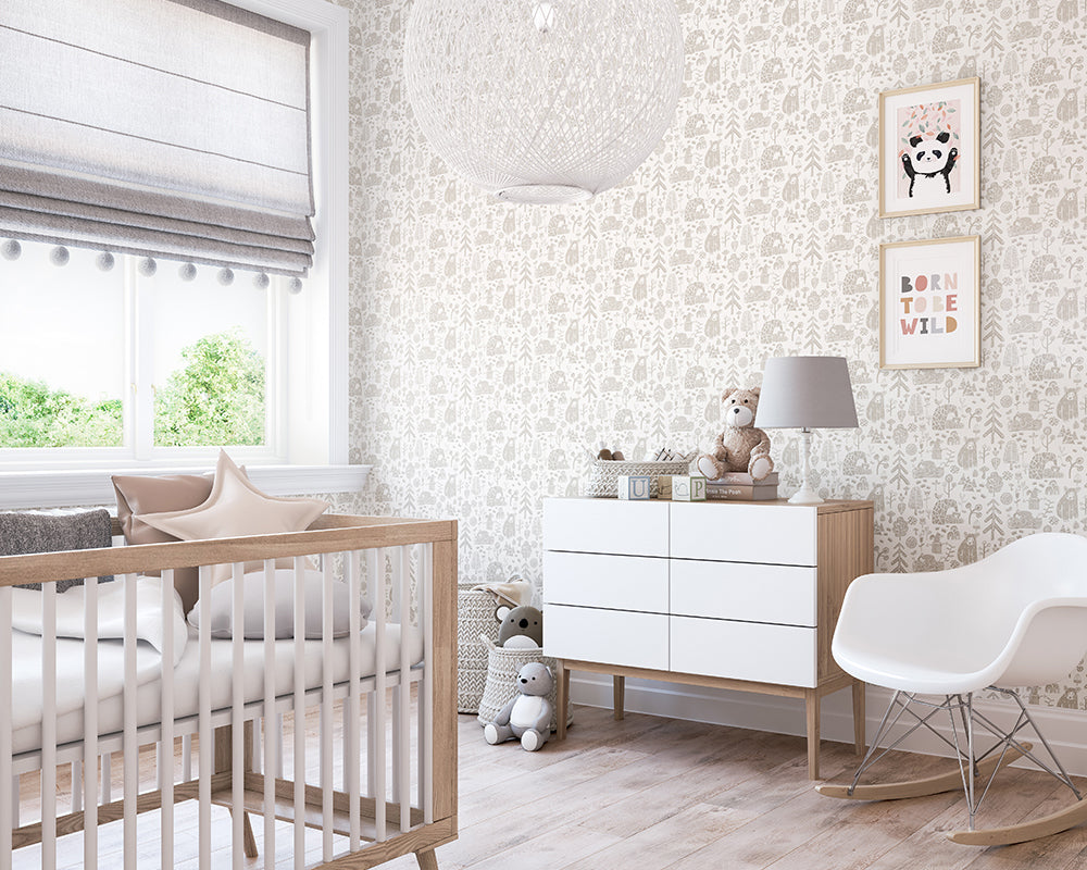 OHPOPSI Honeywood Bears Wallpaper in a nursery