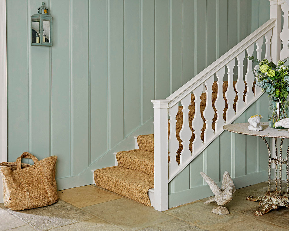 Sanderson Blue Clay Paint on hallway walls