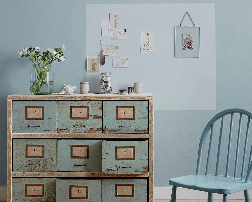 Sanderson Dove Blue Paint close up on walls