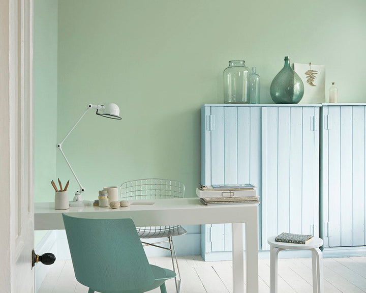 Sanderson Fountain Green Paint in a home office