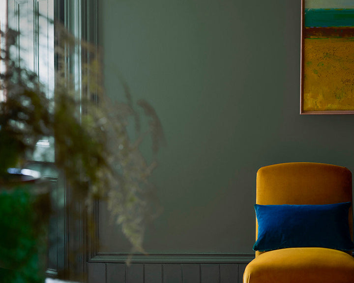 Sanderson Gardenia Green Paint up close on walls
