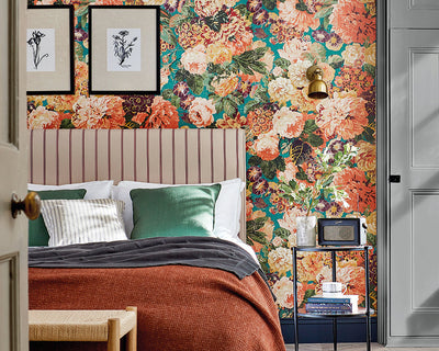 Sanderson Very Rose and Peony Wallpaper in Bedroom