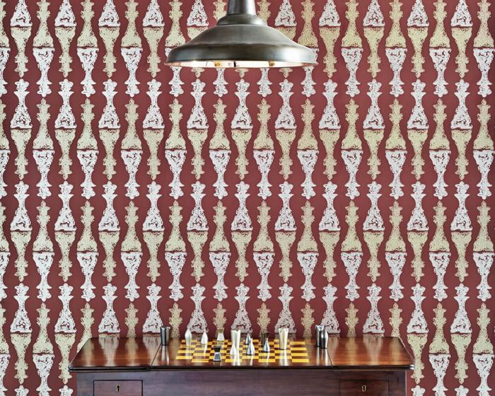 Barneby Gates Chess in Burgundy Wallpaper BG1000201