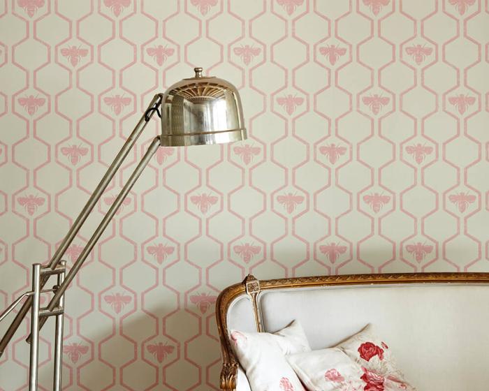 Barneby Gates Honey Bees in Rose on Stone Wallpaper BG0700201