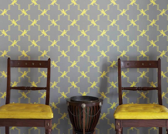 Barneby Gates Horse Trellis in Acid On Grey Wallpaper BG0500201