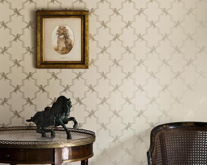 Barneby Gates Horse Trellis in Metallic Stone Wallpaper BG0500202