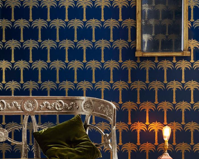 Barneby Gates Marrakech Palm in Midnight Blue Wallpaper BG1200101