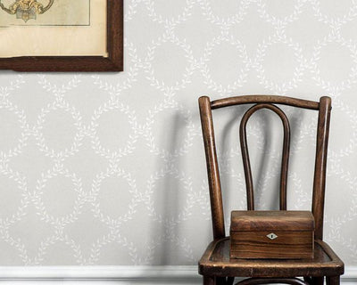 Sandberg Wilma Wallpaper in Gray with a chair