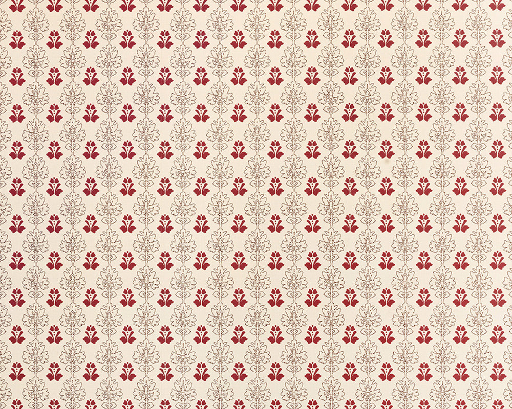 Barneby Gates Floral Block Wallpaper in Chocolate Red