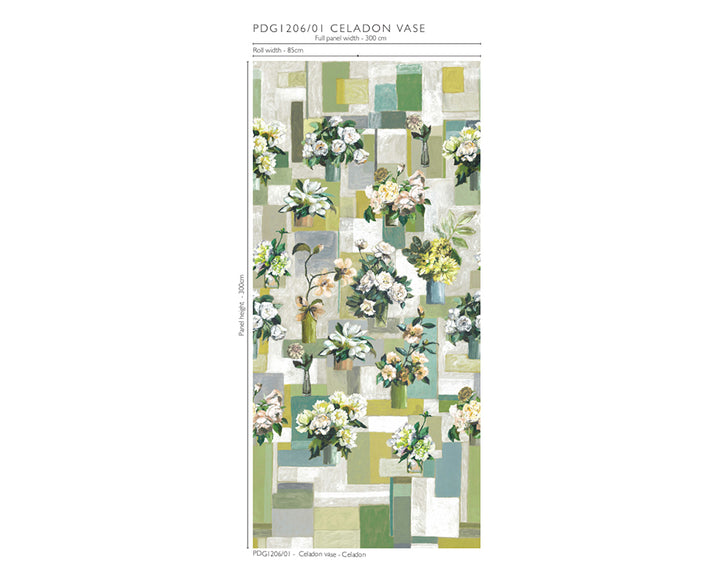 Designers Guild Celadon Vase Wallpaper size chart