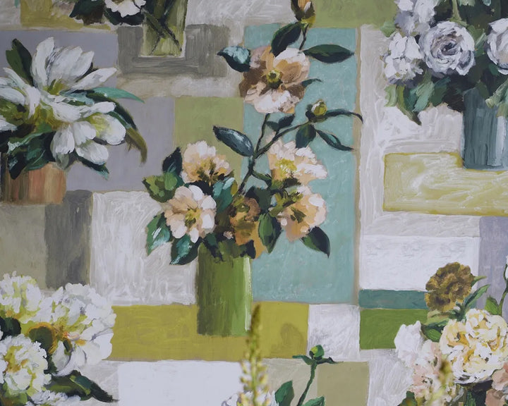 Designers Guild Celadon Vase Wallpaper close up