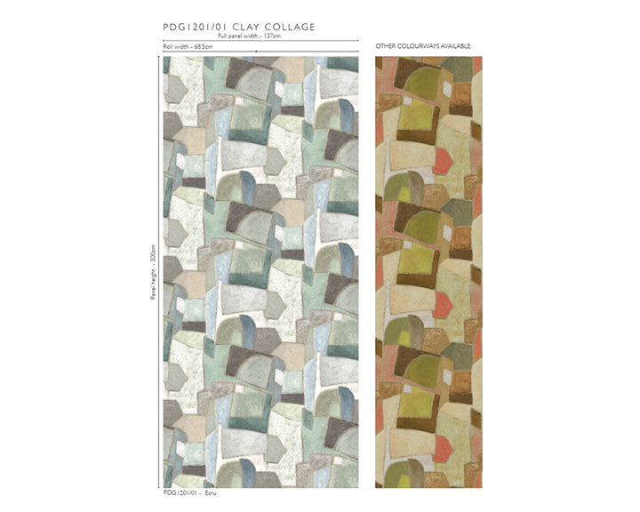 Designers Guild Clay Collage Wallpaper size chart