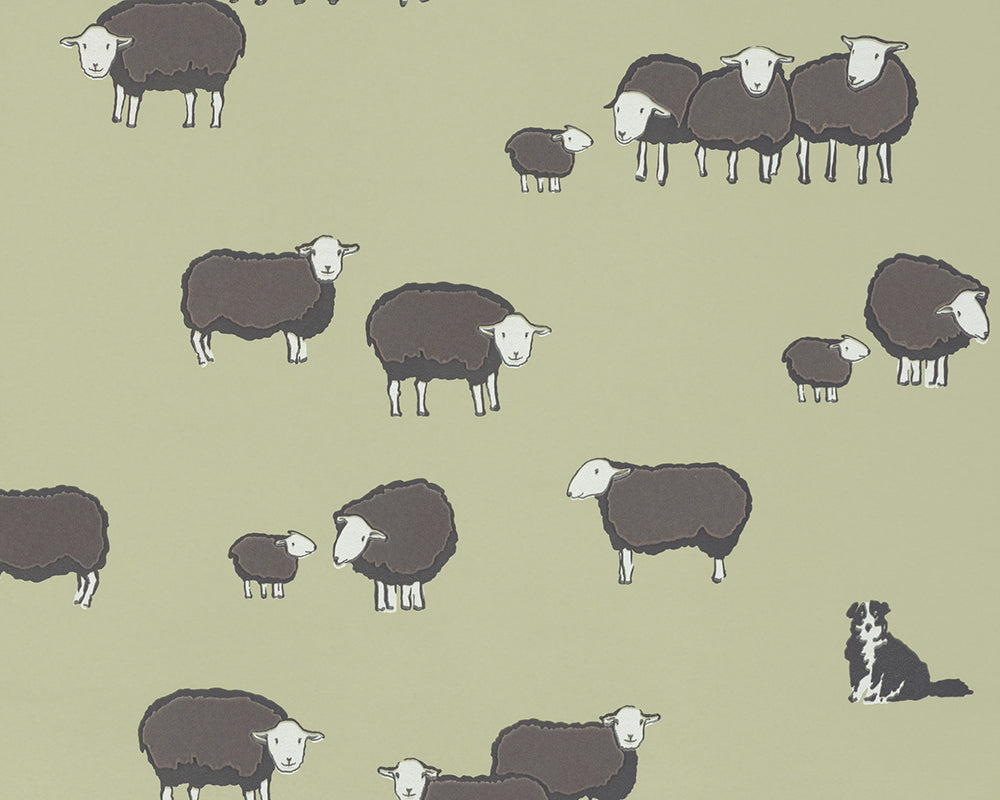 Little Greene Nip & Lassie Wallpaper in Kitchen Green