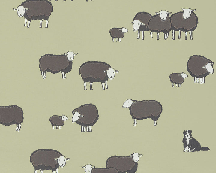 Little Greene Nip & Lassie Wallpaper in Kitchen Green