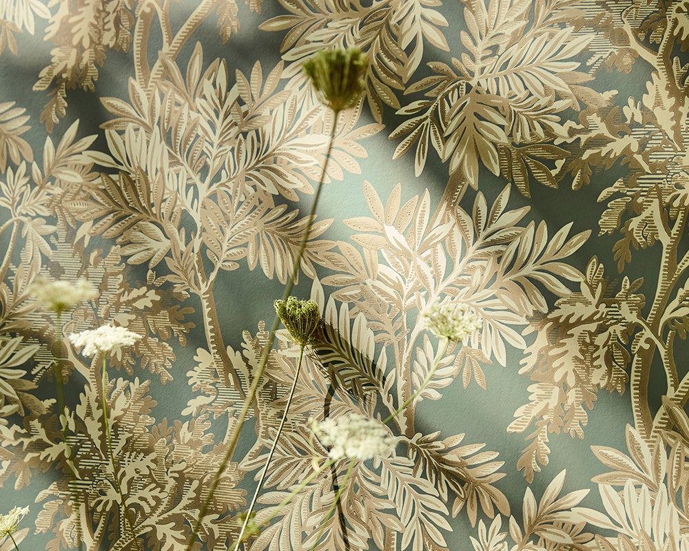 Sanderson Tapestry Trees Wallpaper detail