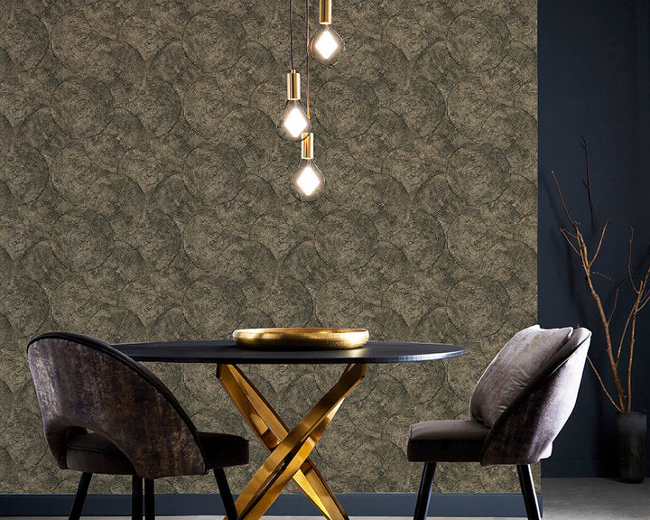 Clarke & Clarke Silvan Wallpaper in Charcoal in a dining room