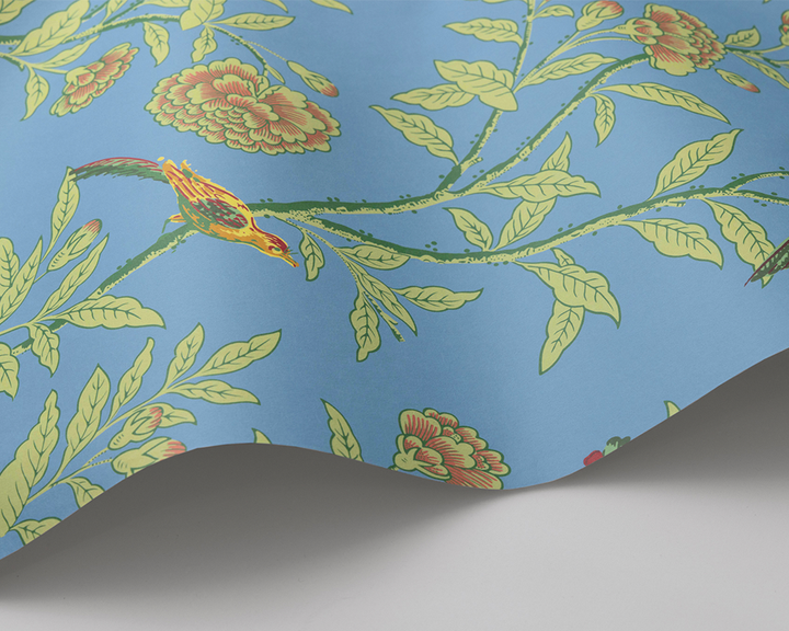 Cole & Son Roseberry with Birds Wave in Hyacinth Blue